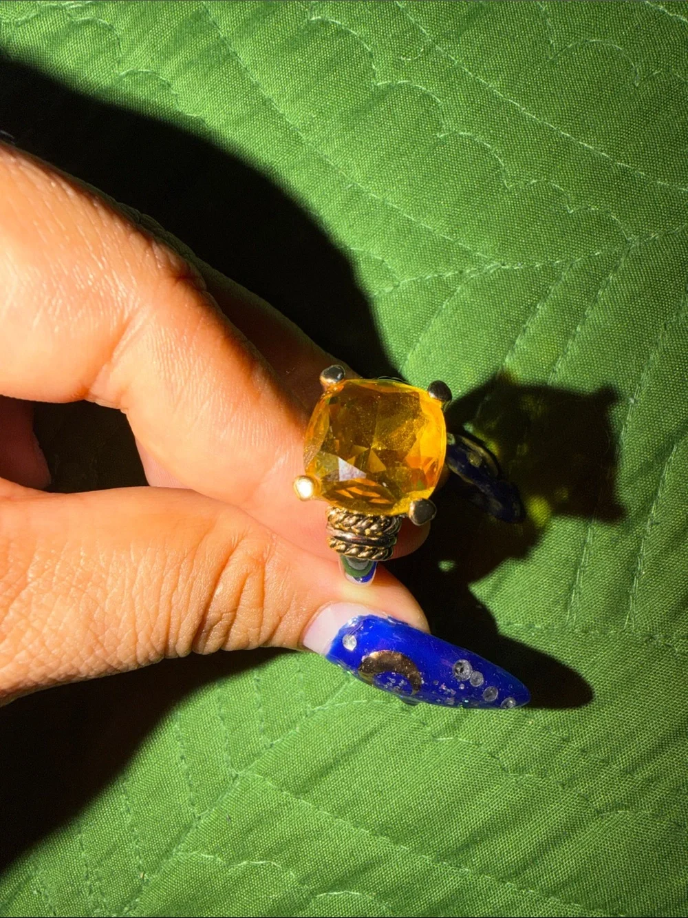 Yellow Gemstone Silver Ring with gold details new original from macys